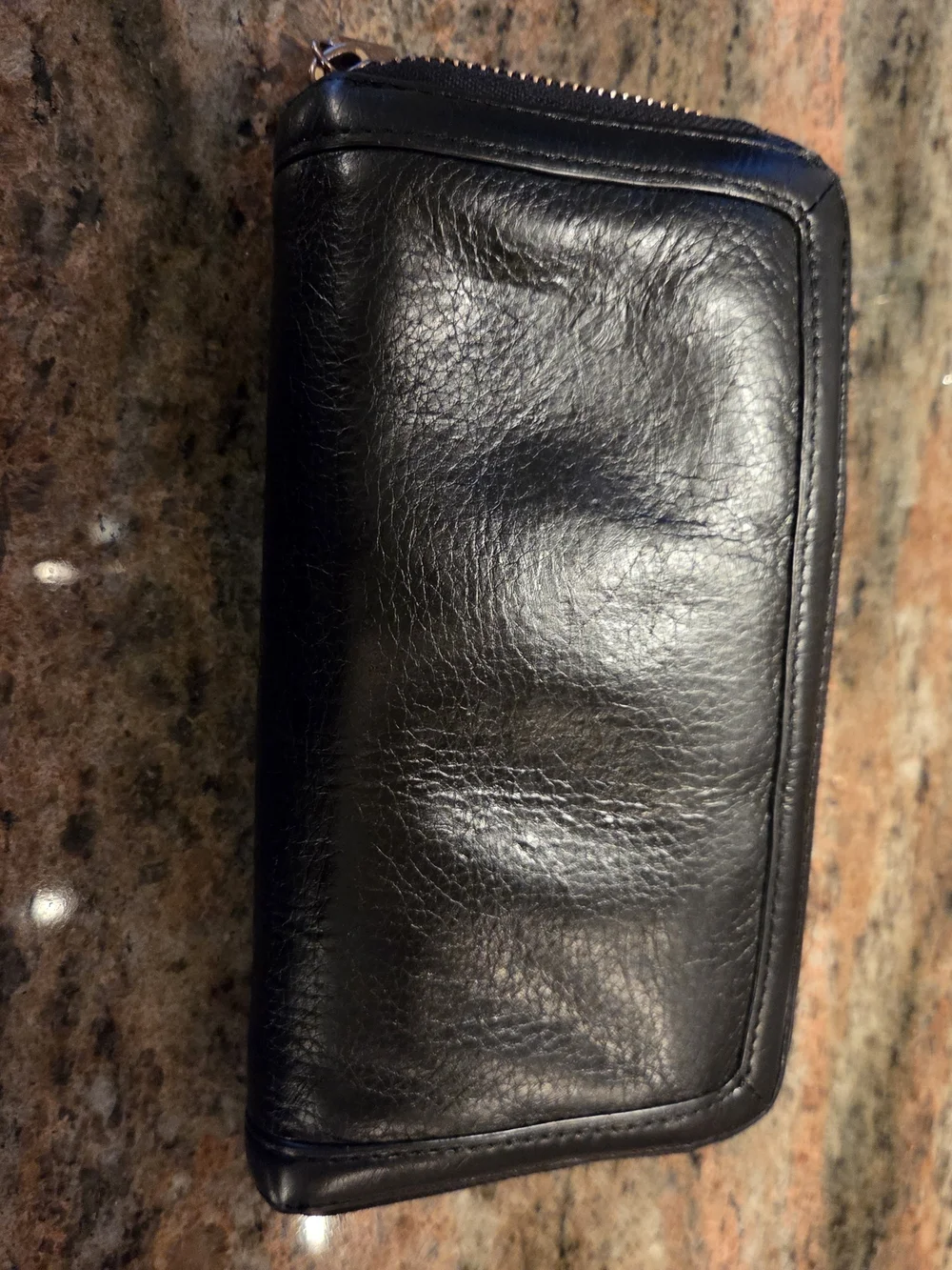 Two Tory Burch Black Leather Zip Wallets